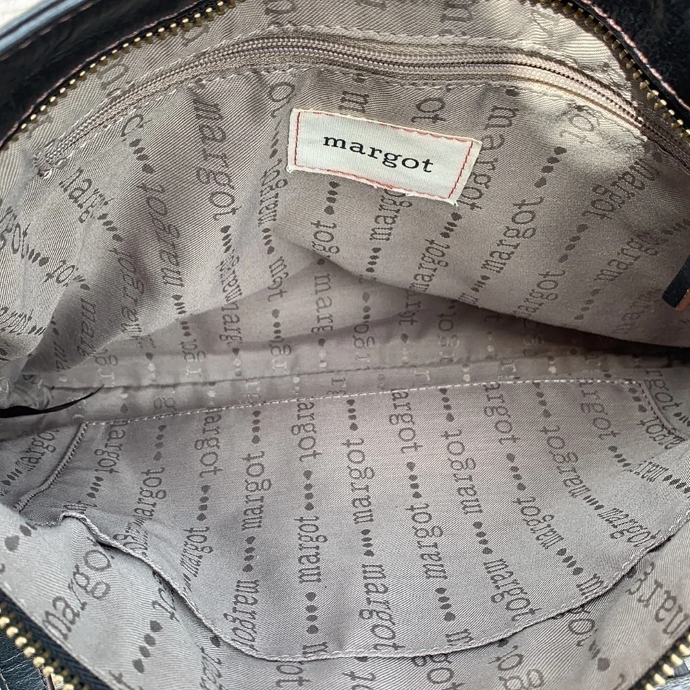 𝅺margot NEW YORK Black Leather and Old English Brass Hobo Bag